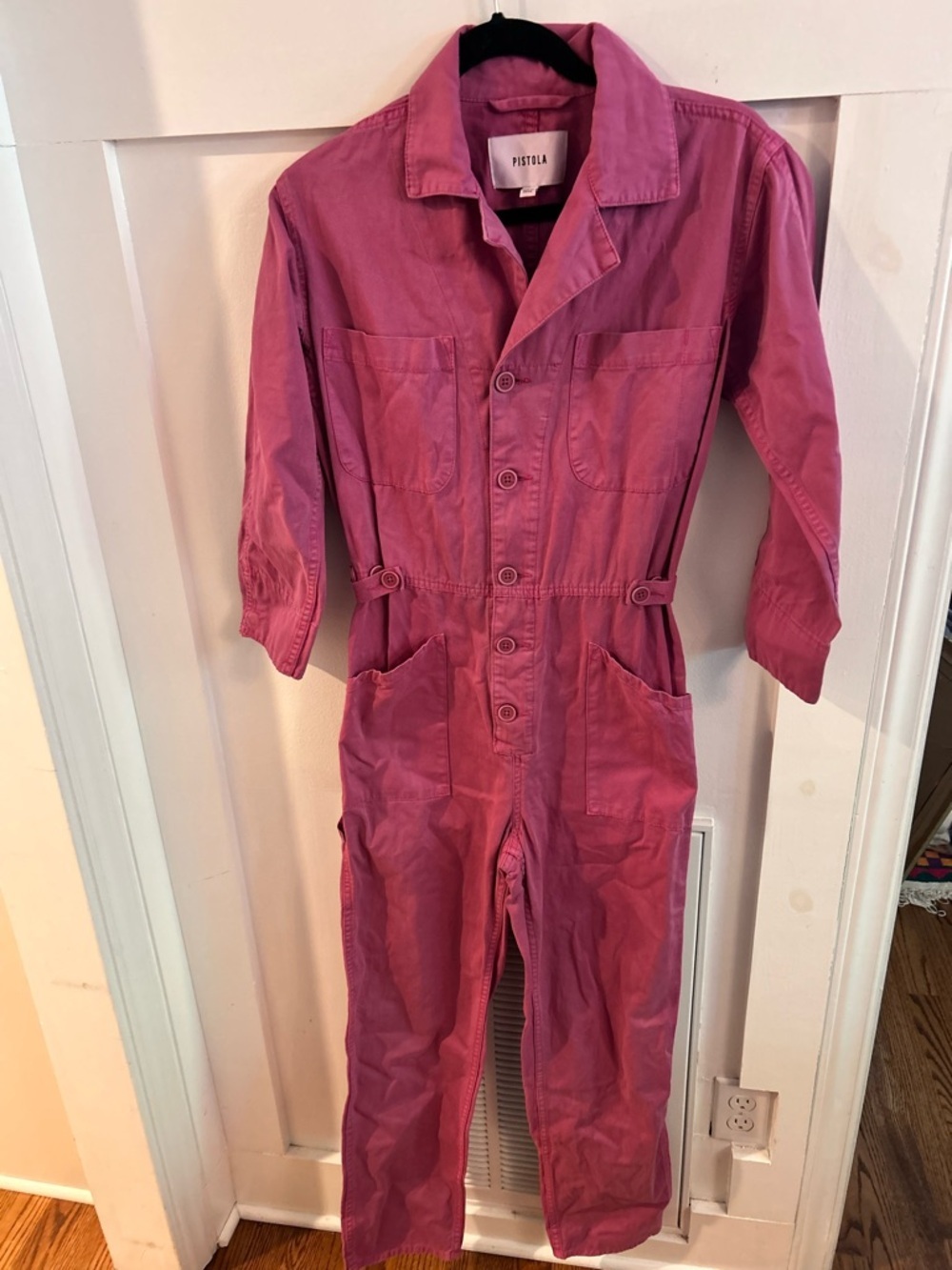 PISTOLA Tanner Pink Denim Jumpsuit Long Sleeve Field Suit Coveralls Size XS - Picture 4 of 8